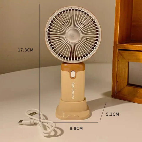 ''Portable Rechargeable Fan - USB Handheld & Desktop with Phone Stand