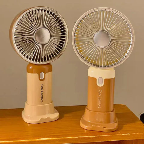 ''Portable Rechargeable Fan - USB Handheld & Desktop with Phone Stand